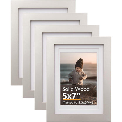 Bilderrahmen 13x18 Silber Holzrahmen Acrylplexiglas 4er-Set