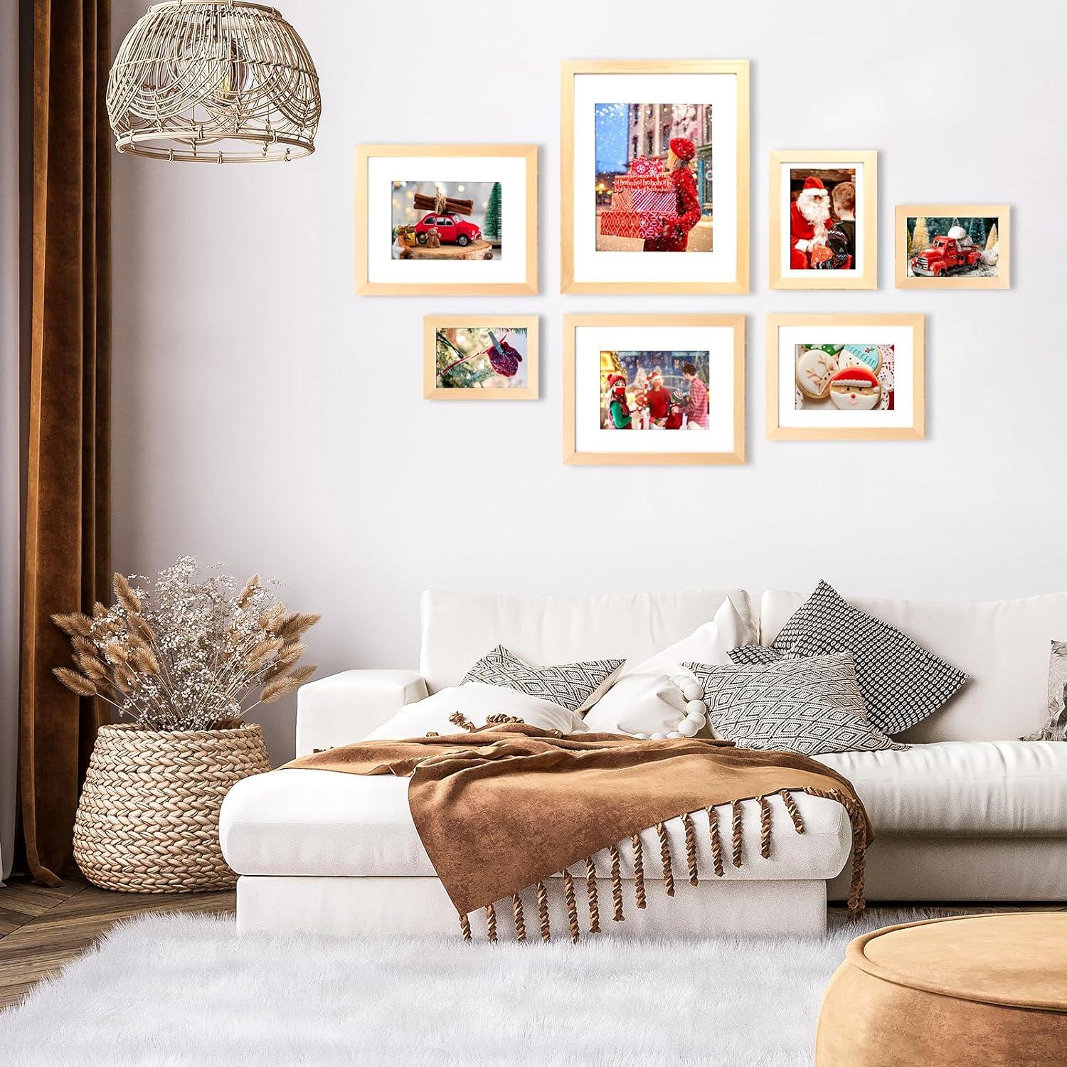 Fotorahmen 15x20 Naturholz Acrylglas Tisch Wand 4er-Set