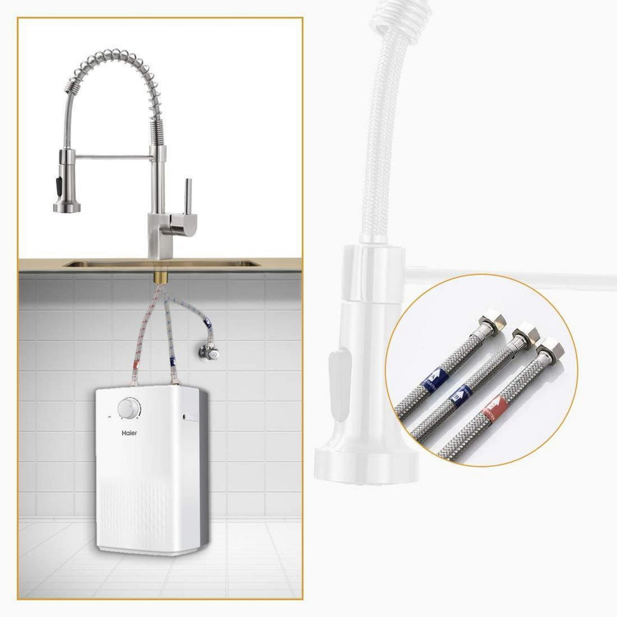 Niederdruck Küchenarmatur mit Brause – Gebürstetes Nickel