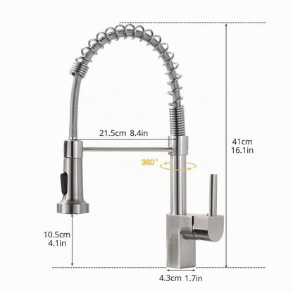 Niederdruck Küchenarmatur mit Brause – Gebürstetes Nickel