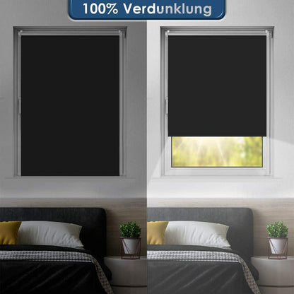 Verdunklungsrollo ohne Bohren Klemmfix Schwarz 40x150cm