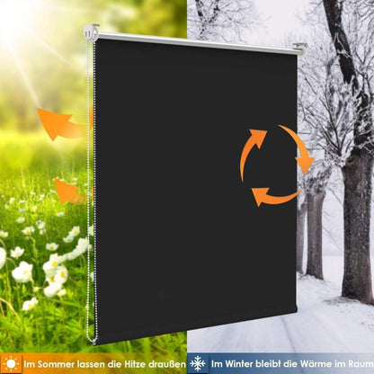 Verdunklungsrollo ohne Bohren Klemmfix Schwarz 40x150cm