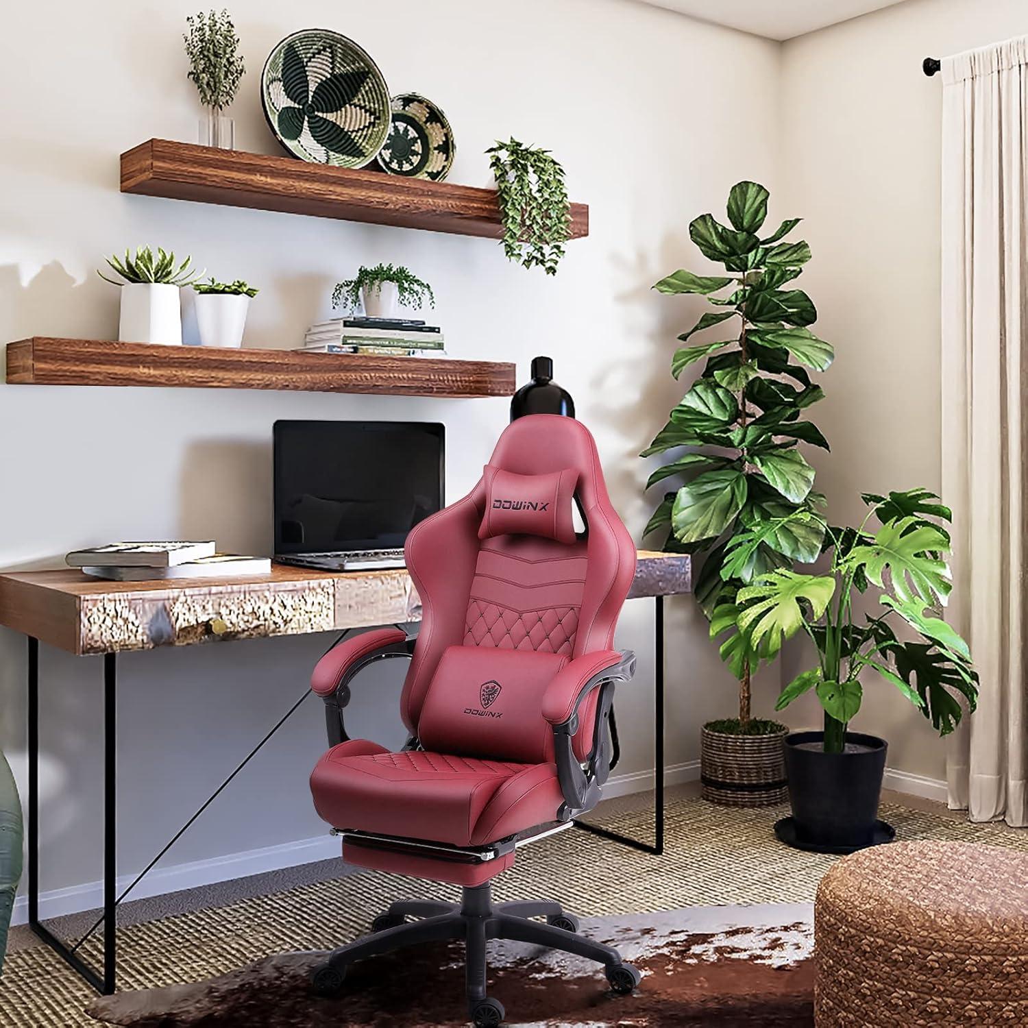 Gaming Stuhl Bürostuhl Dowinx Racing Stil Massage PU Leder Rückenlehne Weihnachtsrot