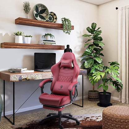 Gaming Stuhl Bürostuhl Dowinx Racing Stil Massage PU Leder Rückenlehne Weihnachtsrot