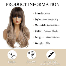 Dunkelblonde Ombre Perücke mit Pony für Frauen - Natürliche
