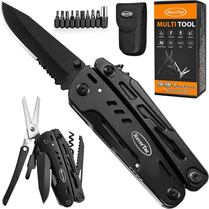 Multitool Taschenmesser Werkzeug 18 in 1 Camping Zubehör Schwarz