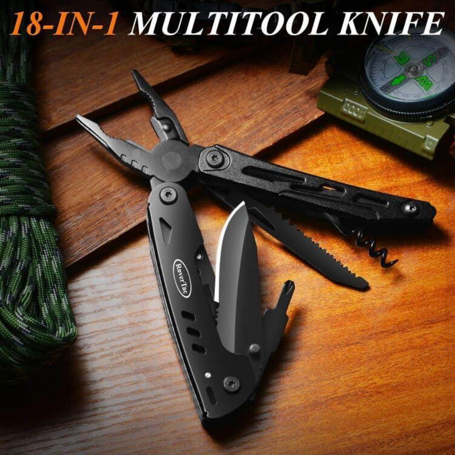 Multitool Taschenmesser Werkzeug 18 in 1 Camping Zubehör Schwarz