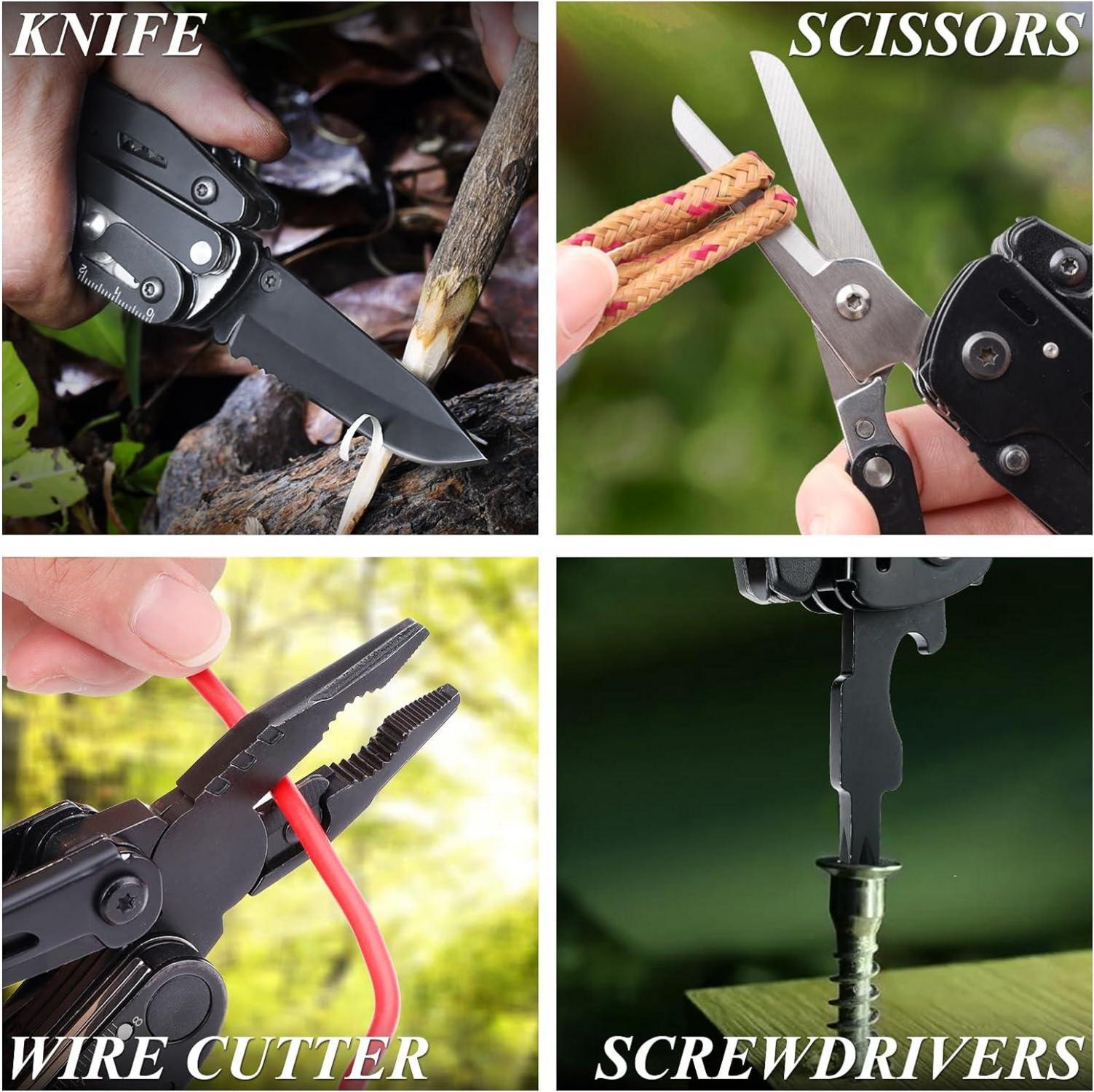 Multitool Taschenmesser Werkzeug 18in1 Camping Zubehör Klappmesser Zange Säge