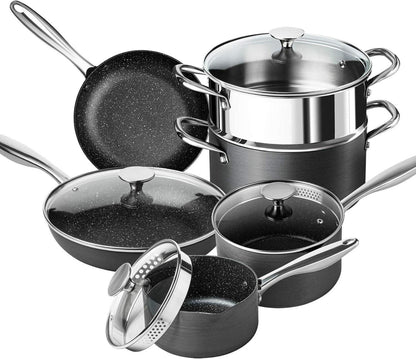 Kochtopf Set 10-teilig mit Siebdeckel und Induktion