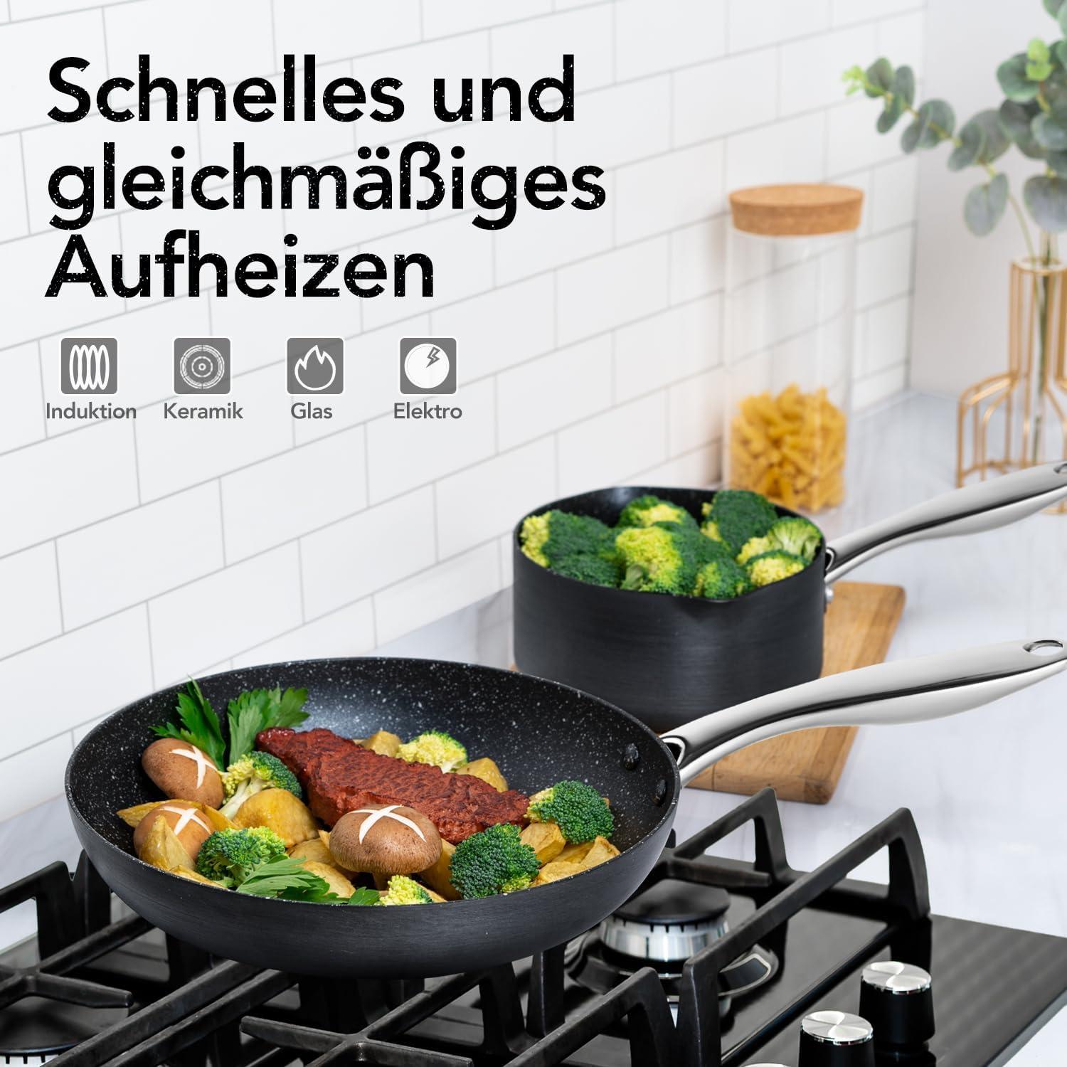 Kochtopf & Pfannenset 10-teilig - Induktionsgeeignet, Granitbeschichtet