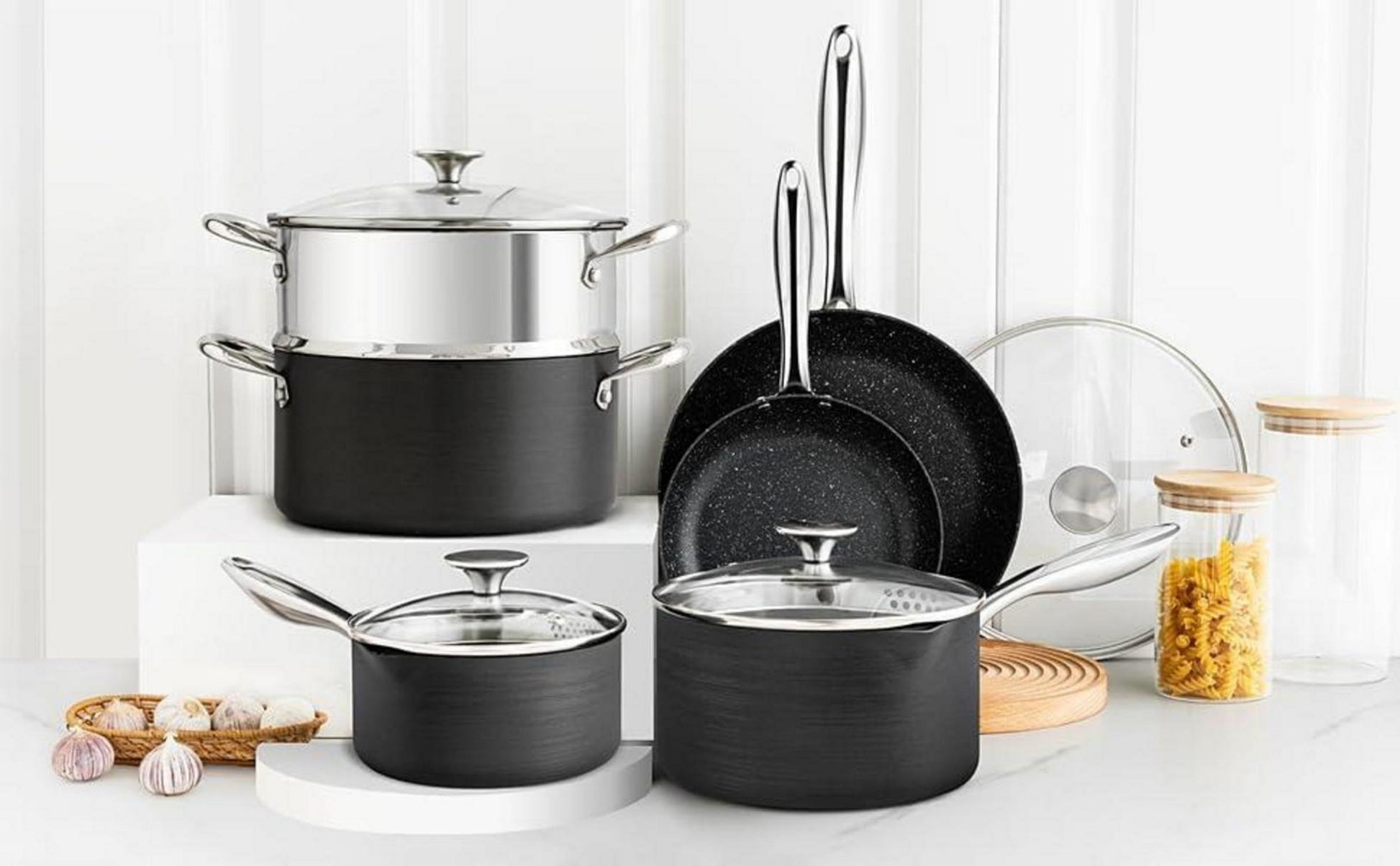 MICHELANGELO Kochtopf Set 10-teilig, Induktionsgeeignet, mit Granitbeschichtung