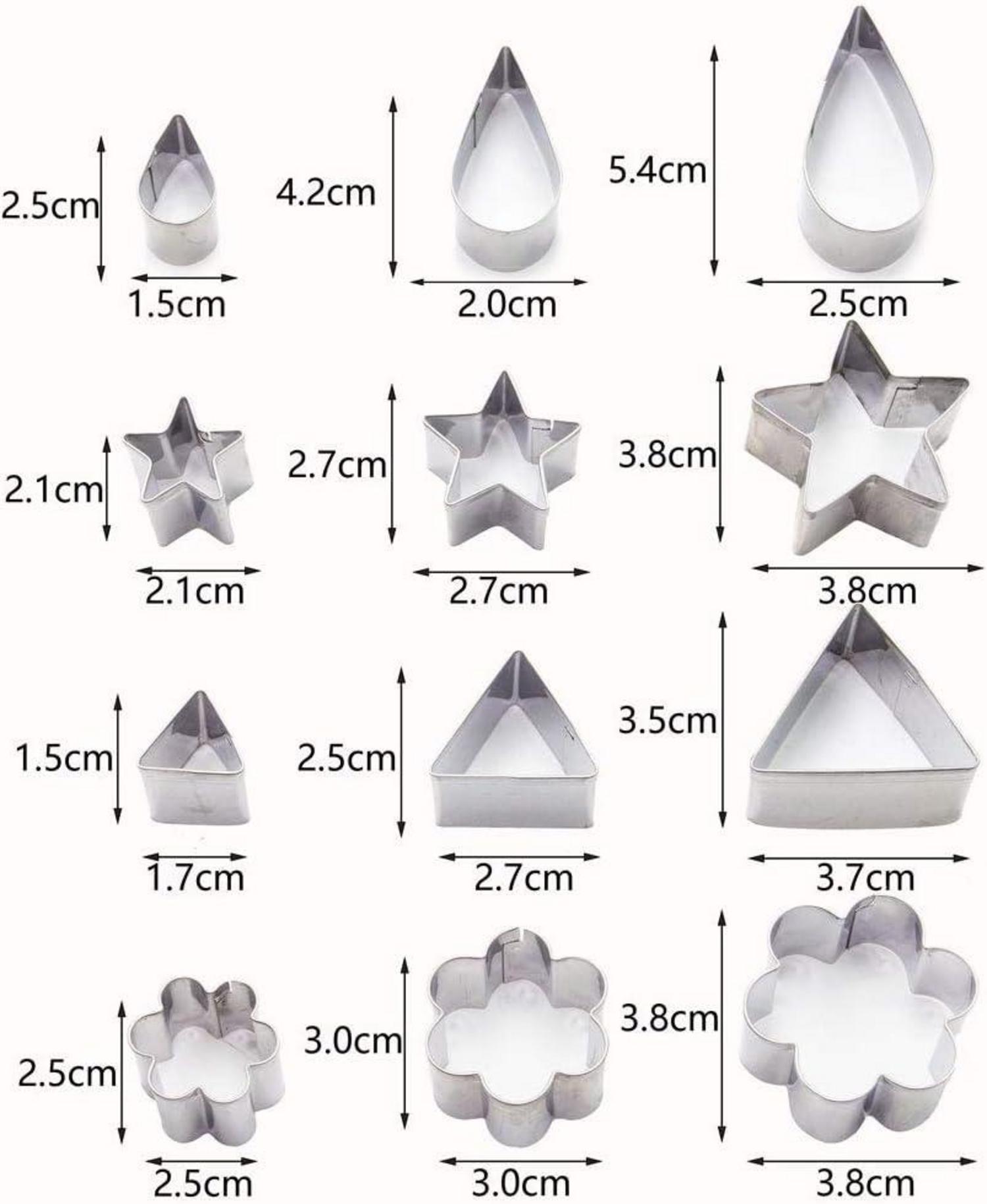 24 Mini-Ausstechformen-Set Edelstahl Fondant Gebäck DIY