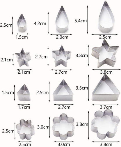 24 Mini-Ausstechformen-Set Edelstahl Fondant Gebäck DIY