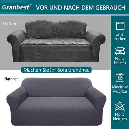 Granbest Hochelastischer Sofabezug Jacquard Elastisch Wohnzimmer Grau