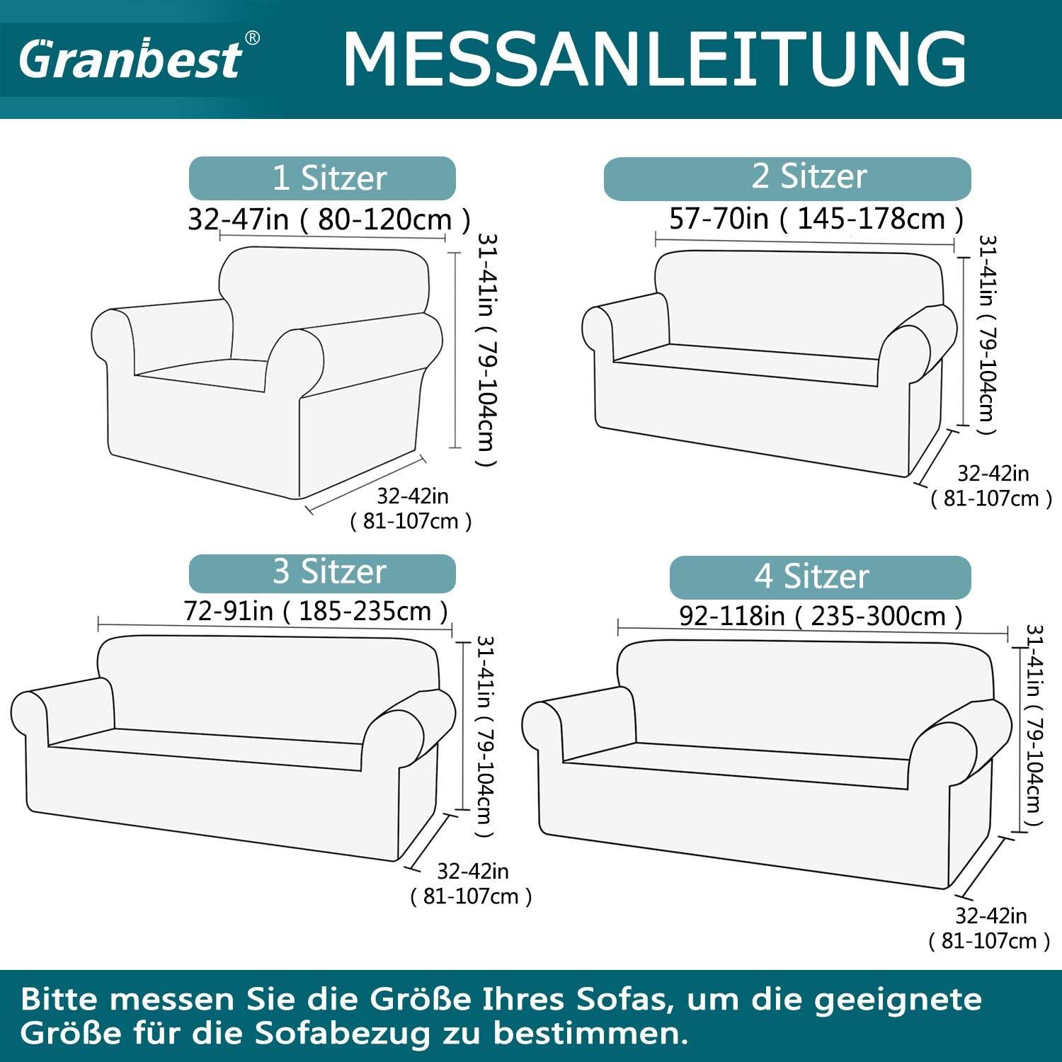 Sofabezug Elastisch Jacquard Hoch Stretch Sofahusse 2 Sitzer Grau