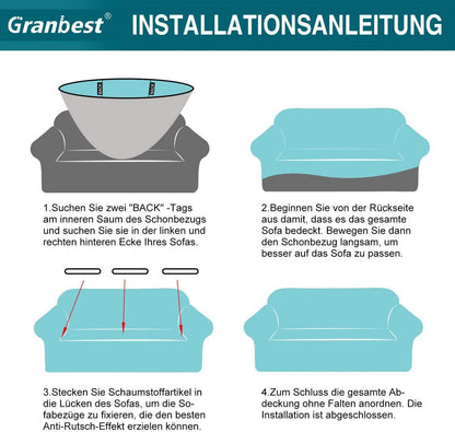 Granbest Hochelastischer Sofabezug Jacquard Elastisch Wohnzimmer Grau