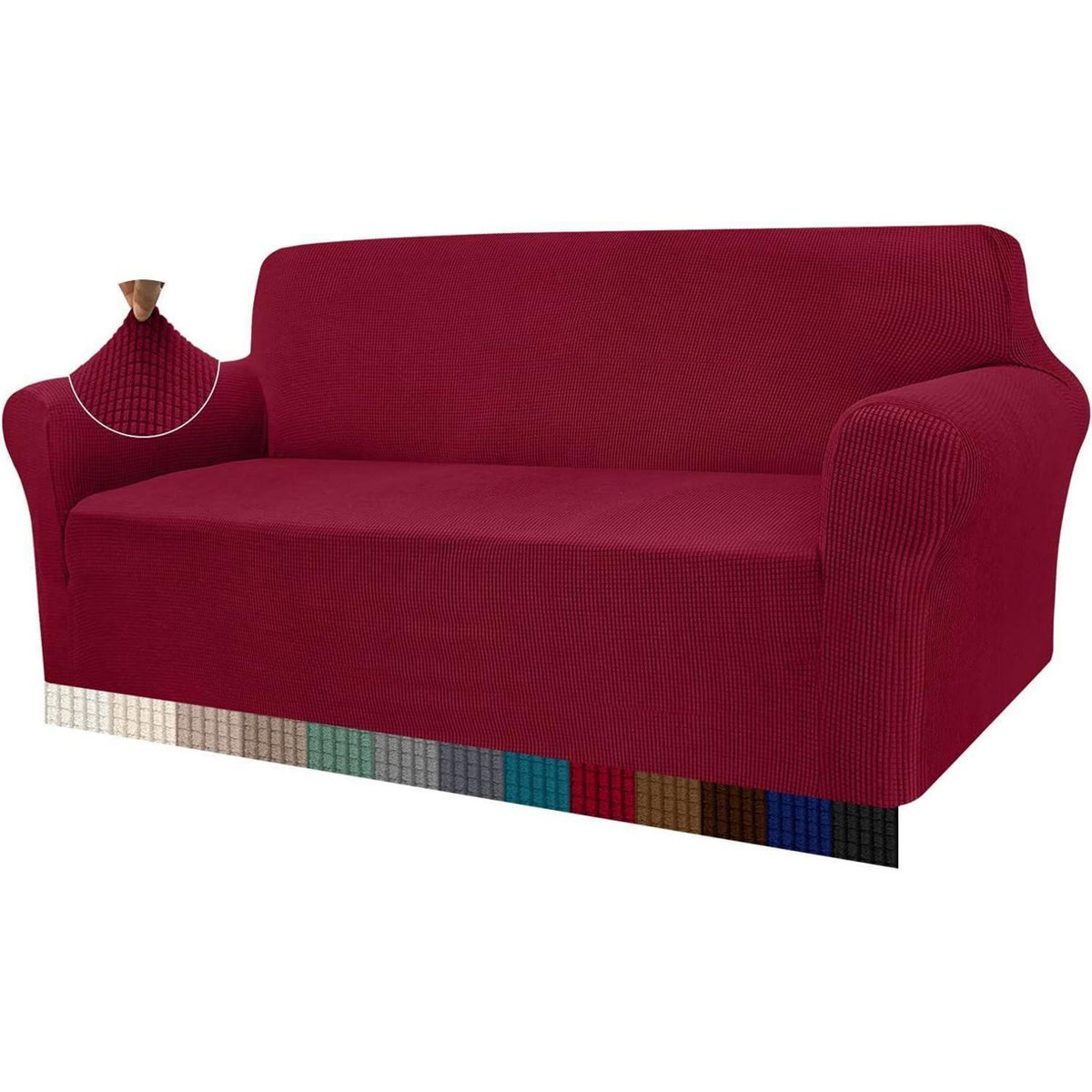 Elastischer Sofabezug 3-Sitzer Weinrot | Modern & Schutz für Wohnzimmer