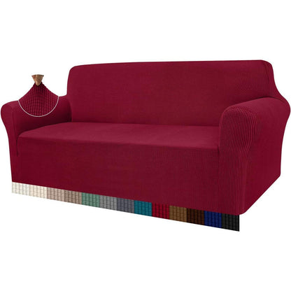 Elastischer Sofabezug 3-Sitzer Weinrot | Modern & Schutz für Wohnzimmer
