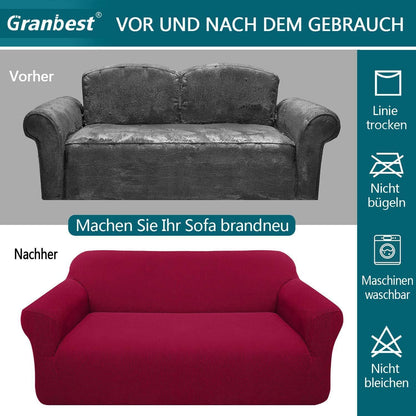 Elastischer Sofabezug 3-Sitzer Weinrot | Modern & Schutz für Wohnzimmer