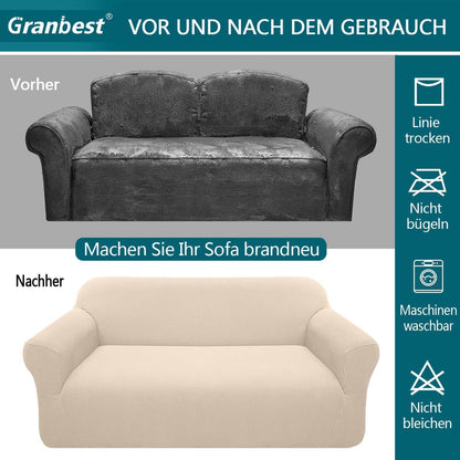 Elastischer Sofabezug 2-Sitzer Beige – Modern & Schutz für Ihr Sofa