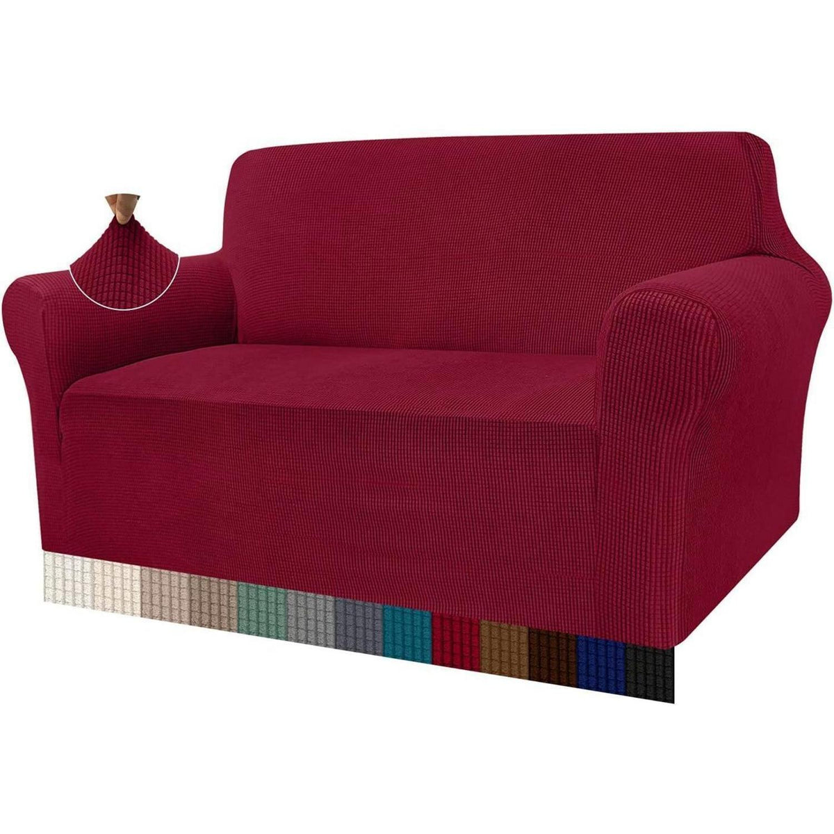 Elastischer Sofabezug 2-Sitzer Weinrot | Modern & Schutz für Wohnzimmer