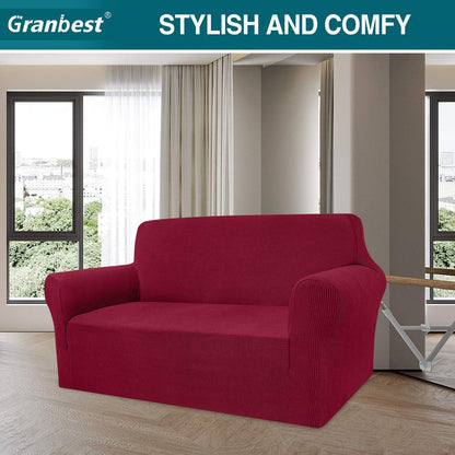 Elastischer Sofabezug 2-Sitzer Weinrot | Modern & Schutz für Wohnzimmer