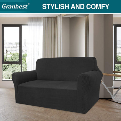 Elastischer Sofabezug 2-Sitzer Schwarz – Modern & Schutz für Ihr Sofa