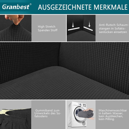 Elastischer Sofabezug 2-Sitzer Schwarz – Modern & Schutz für Ihr Sofa