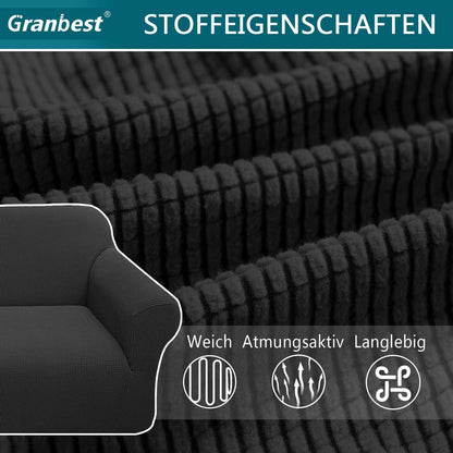 Elastischer Sofabezug 2-Sitzer Schwarz – Modern & Schutz für Ihr Sofa