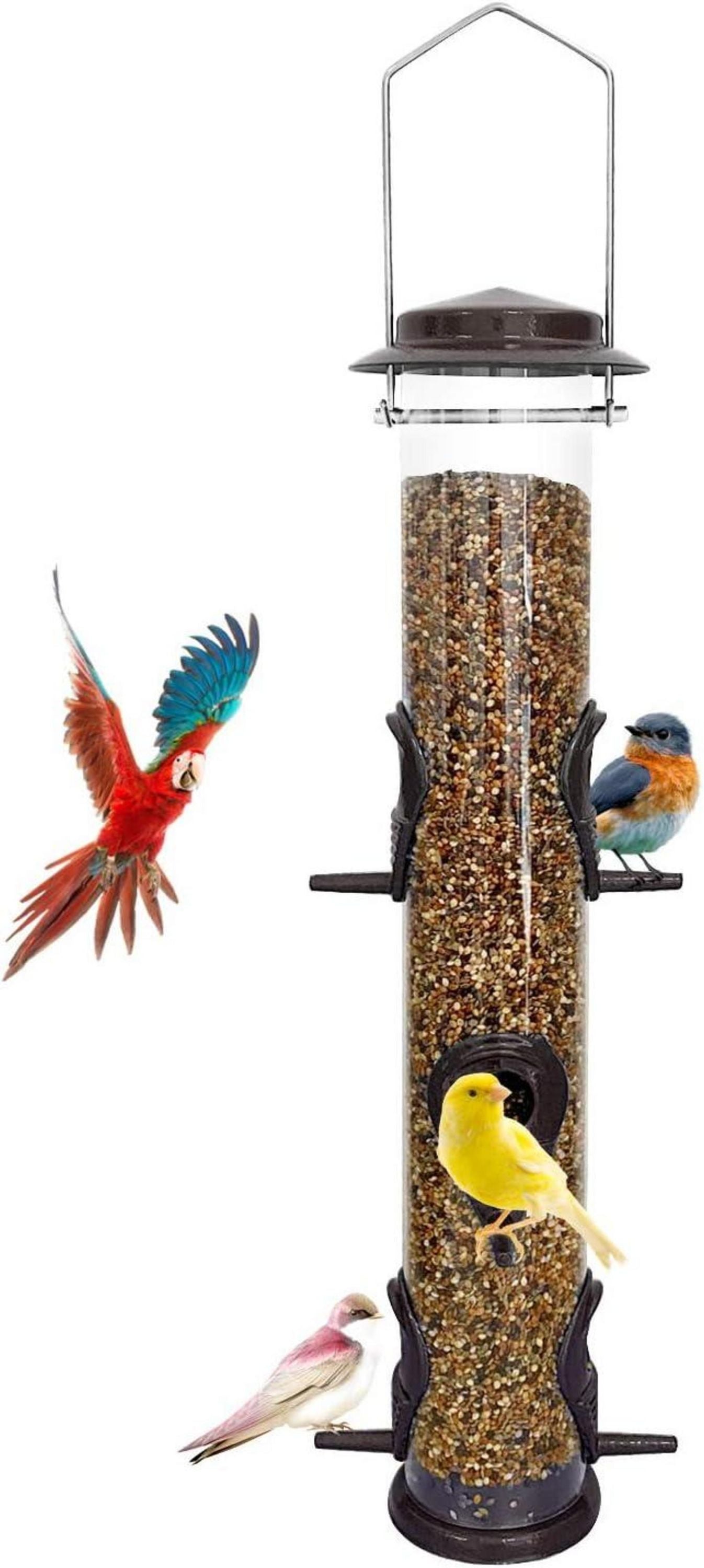 Vogelfutterspender Metallrohr Aufhängen Wildvögel 6 Anschlüsse Hängend