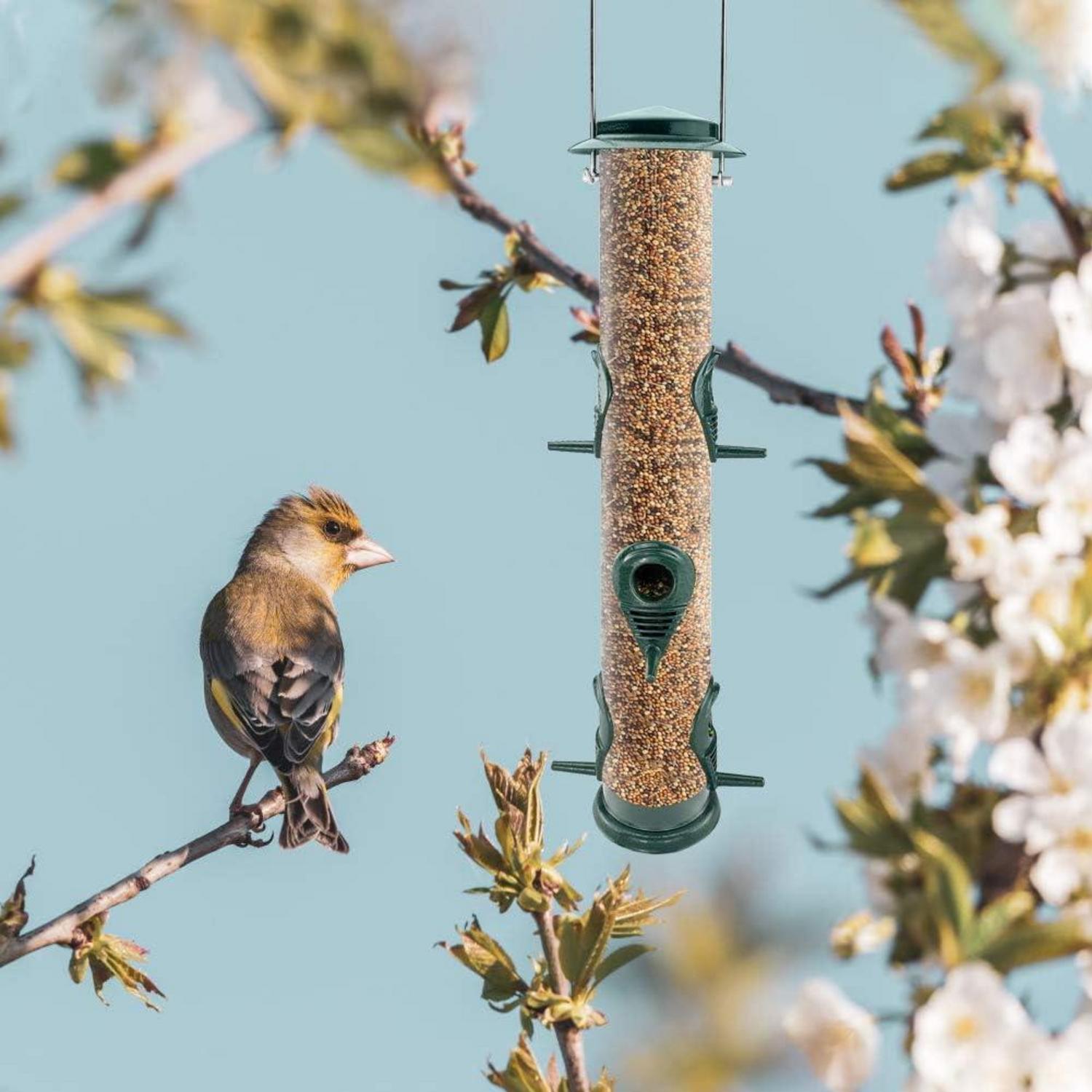 Vogelfutterspender Metallrohr Außenbereich Aufhängen Wildvögel 6
