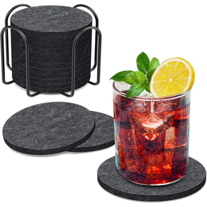 Untersetzer Gläser Filzuntersetzer Rund 12er Set mit Halter