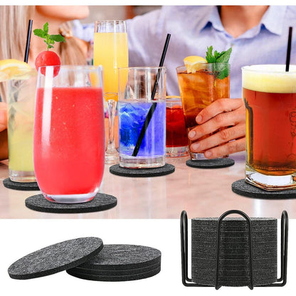 Untersetzer Gläser Filzuntersetzer Rund 12er Set mit Halter