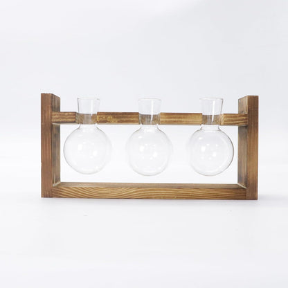 Blumenvase Vintage Kleine Vasen Glas Holzständer Wohnzimmer Outdoor Geburtstag Hydroponik