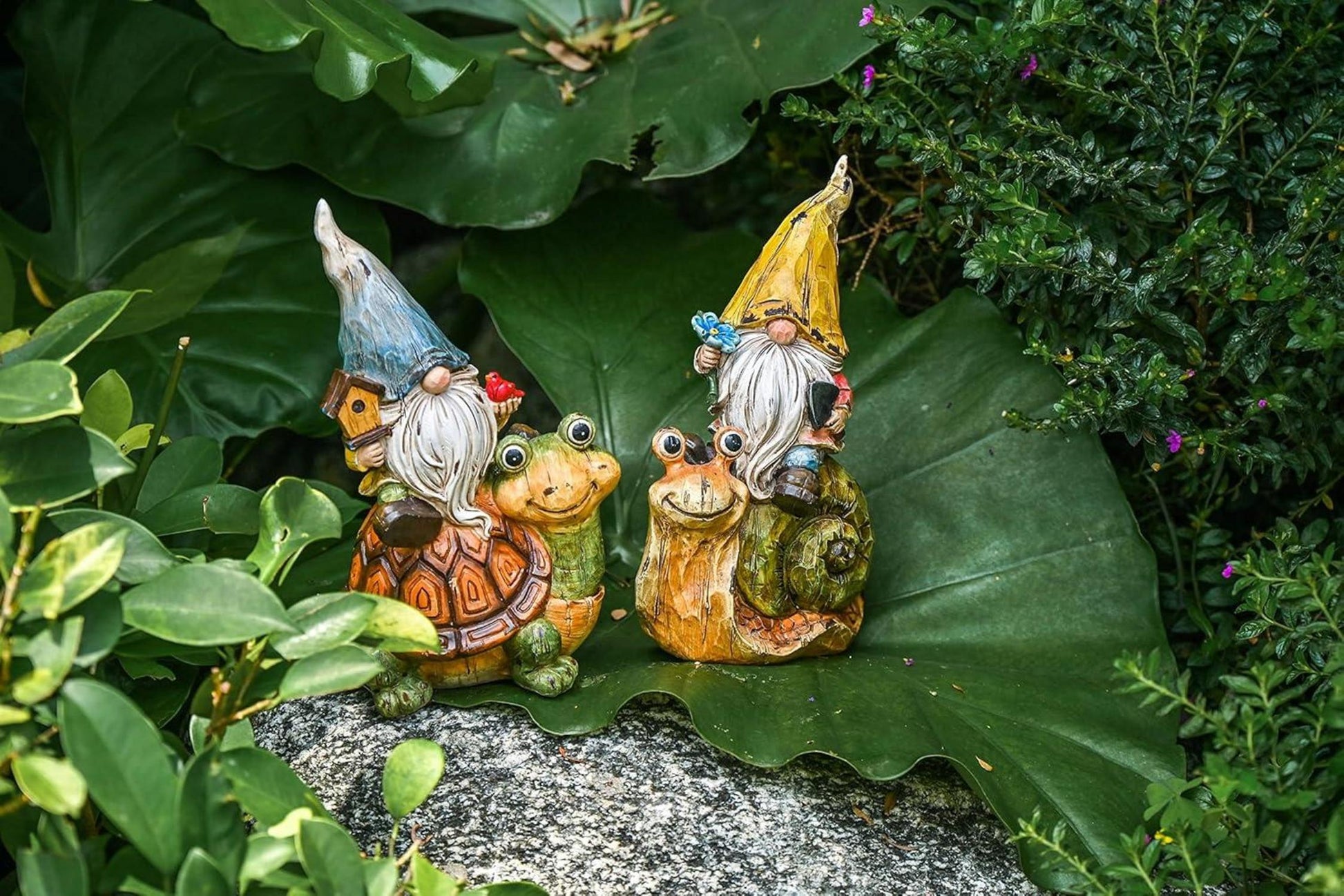 Gartenzwerge 2er Set Wetterfest Gartenfiguren Gartenwichtel 19cm