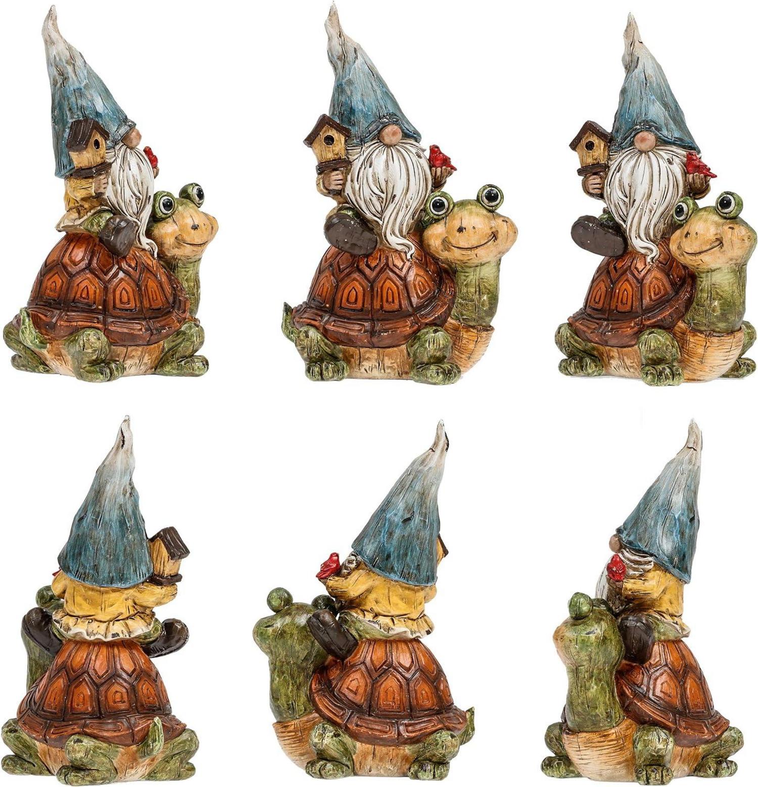 Lustige Gartenzwerg Figuren für Draußen 2er Set 19cm - Wetterfest und handbemalt