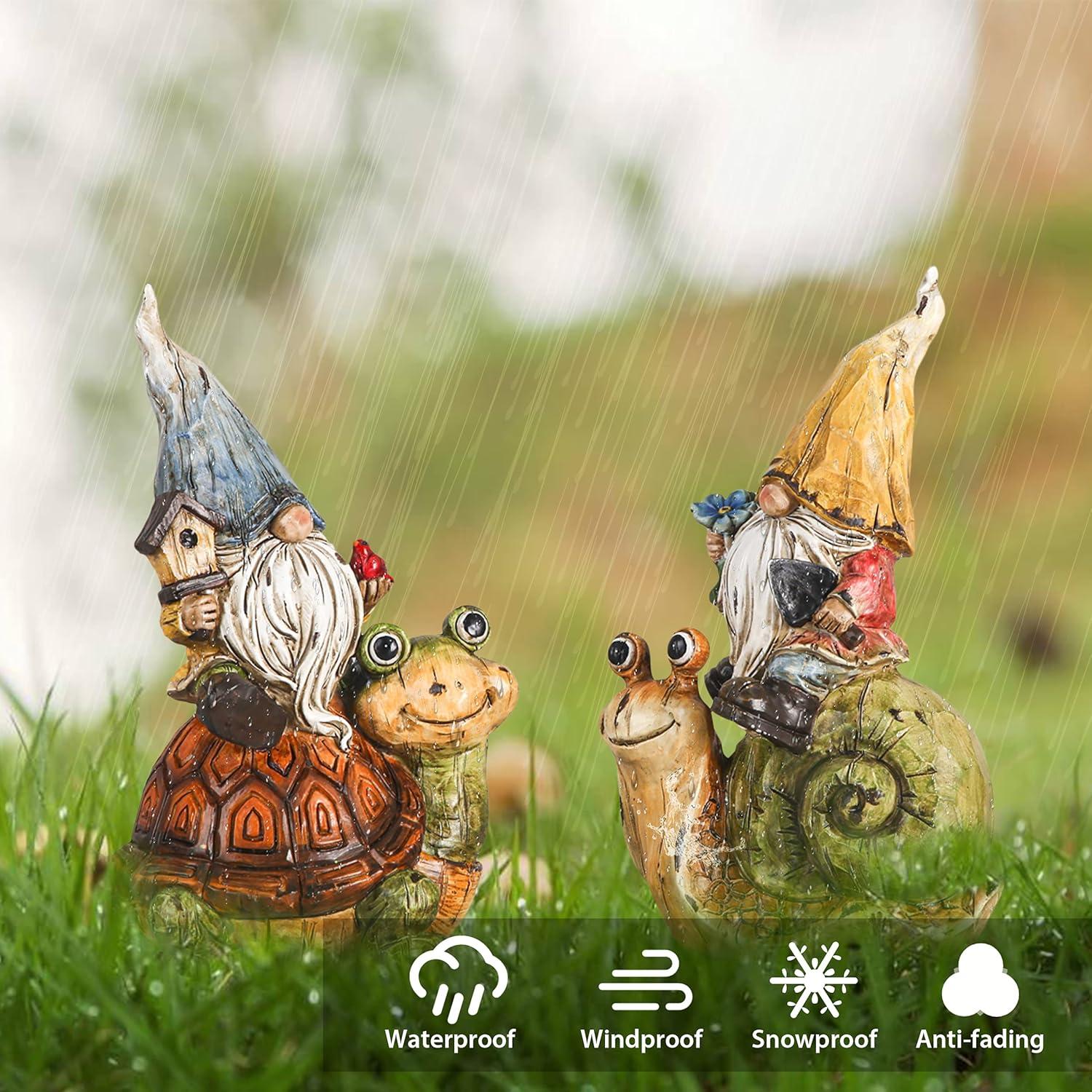 Gartenzwerge 2er Set Wetterfest Gartenfiguren 19cm Outdoor Deko