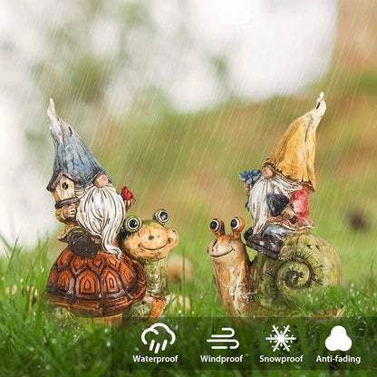 Gartenzwerge 2er Set Wetterfest Gartenfiguren 19cm Outdoor Deko