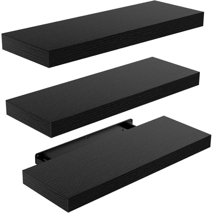 Schwarzes Wandregal Set 3er-Pack 22 lbs Belastbarkeit 38x17