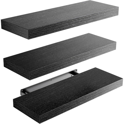 Schwarzes Wandregal Set 3er-Pack 22 lbs Belastbarkeit 38x17