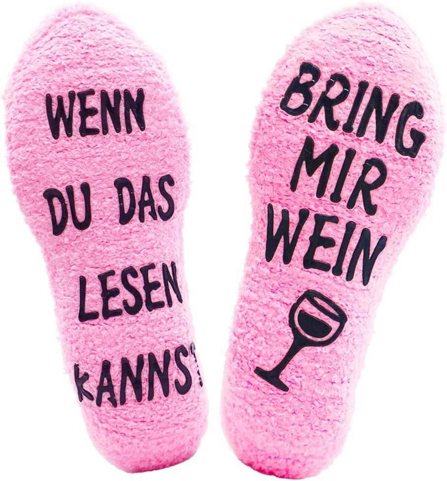 Lustige Wein Socken mit Antirutsch-Sohle für Frauen und Freundinnen
