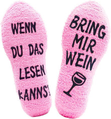 Lustige Wein Socken mit Antirutsch-Sohle für Frauen und Freundinnen