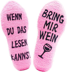 Lustige Wein Socken mit Antirutsch-Sohle für Frauen und Freundinnen