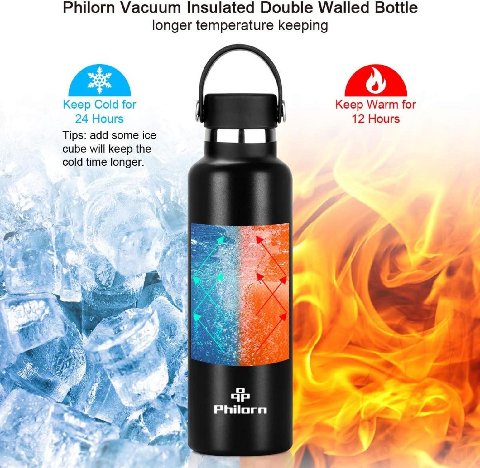 Isolierte Edelstahl Trinkflasche 1000ML Thermosflasche Schwarz