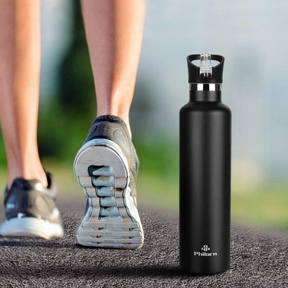 Philorn Thermosflasche 1000ML Edelstahl Isolierflasche mit Trinkhalmkappe