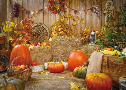 Herbstparty Hintergrund rustikale Holztafel Dekoration 210x150cm