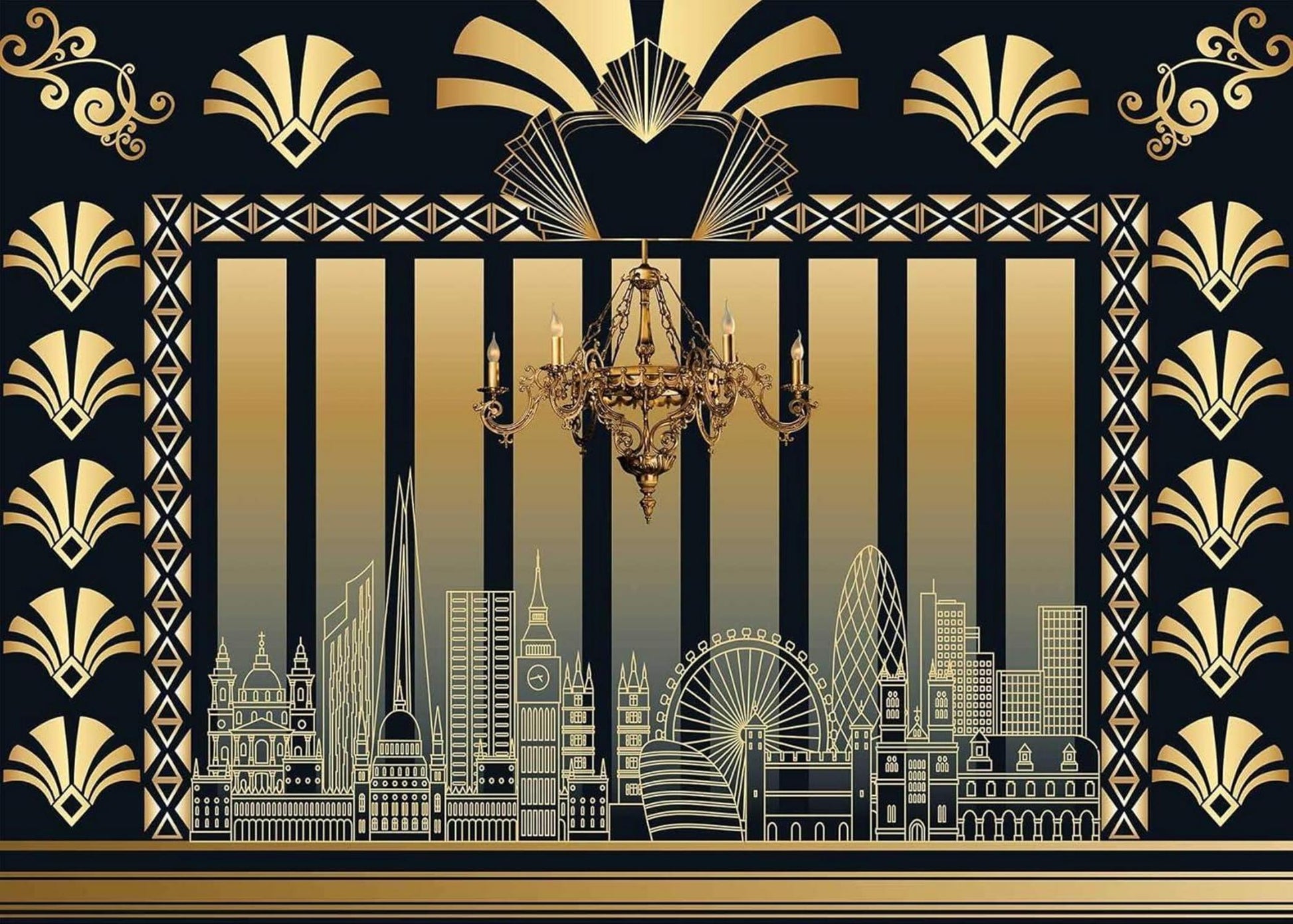 RUINI 20er Jahre Gatsby Motto Party Deko Hintergrund 2,8x1,5m 7x5FT