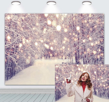 Snowfield Forest Bokeh Hintergrund Winter Christmas Party Dekor 2.1 x