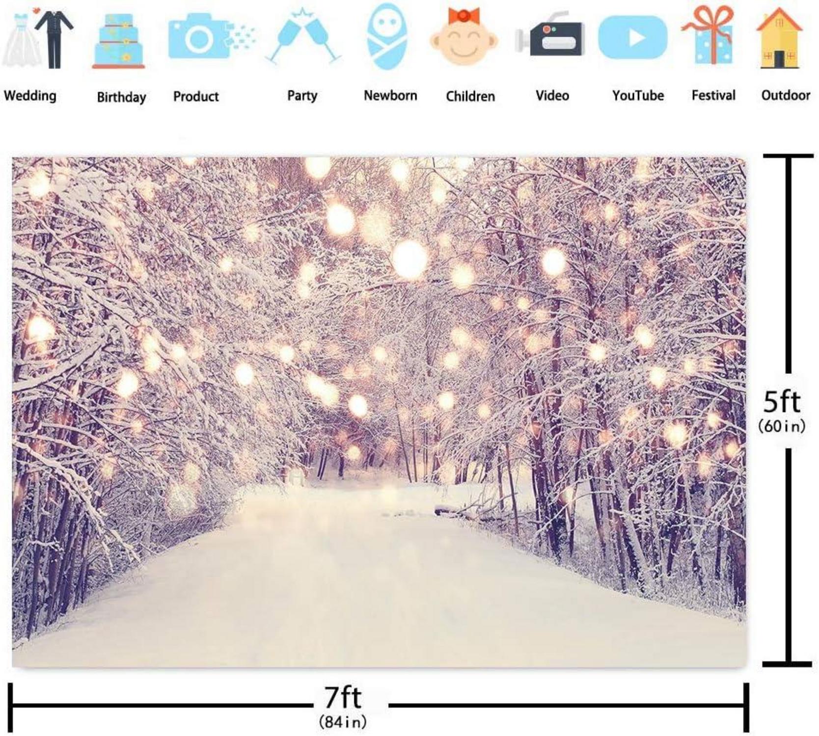 Snowfield Forest Bokeh Hintergrund Winter Christmas Party Dekor 2.1 x