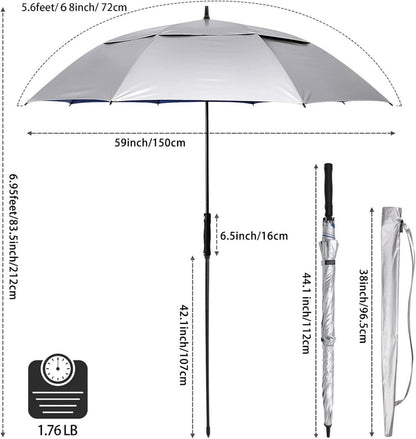 G4Free Großer UV-Sonnenschirm 68 Zoll Winddicht Strand/Golf 172CM